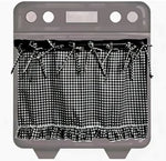 jupette oven vichy rouge blanc fermière rubans nouer écran intimité placard cache cuisinière