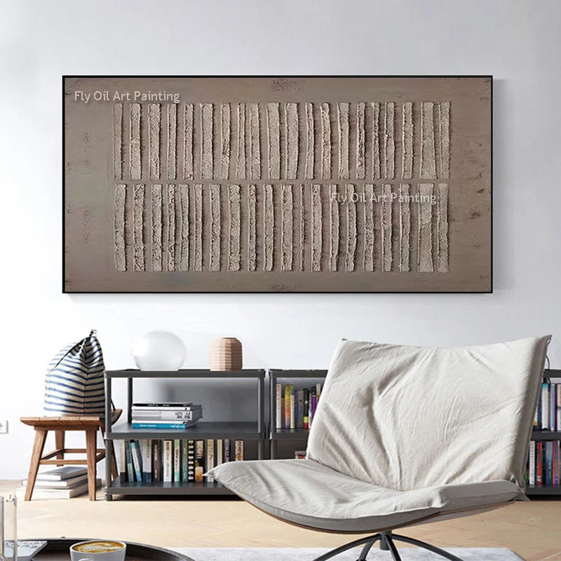 Peinture l'huile abstraite toile murale décorative salon art main lin horizontal moderne