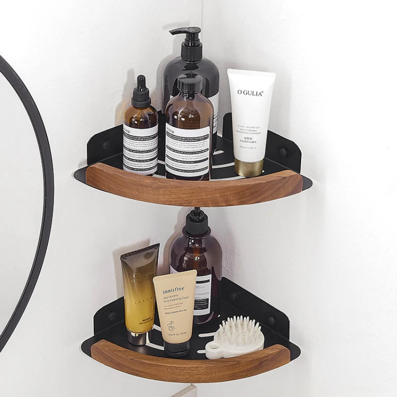 étagères porte serviettes bois moderne vis fixations salle bain minimaliste porte brosse gobelet savon
