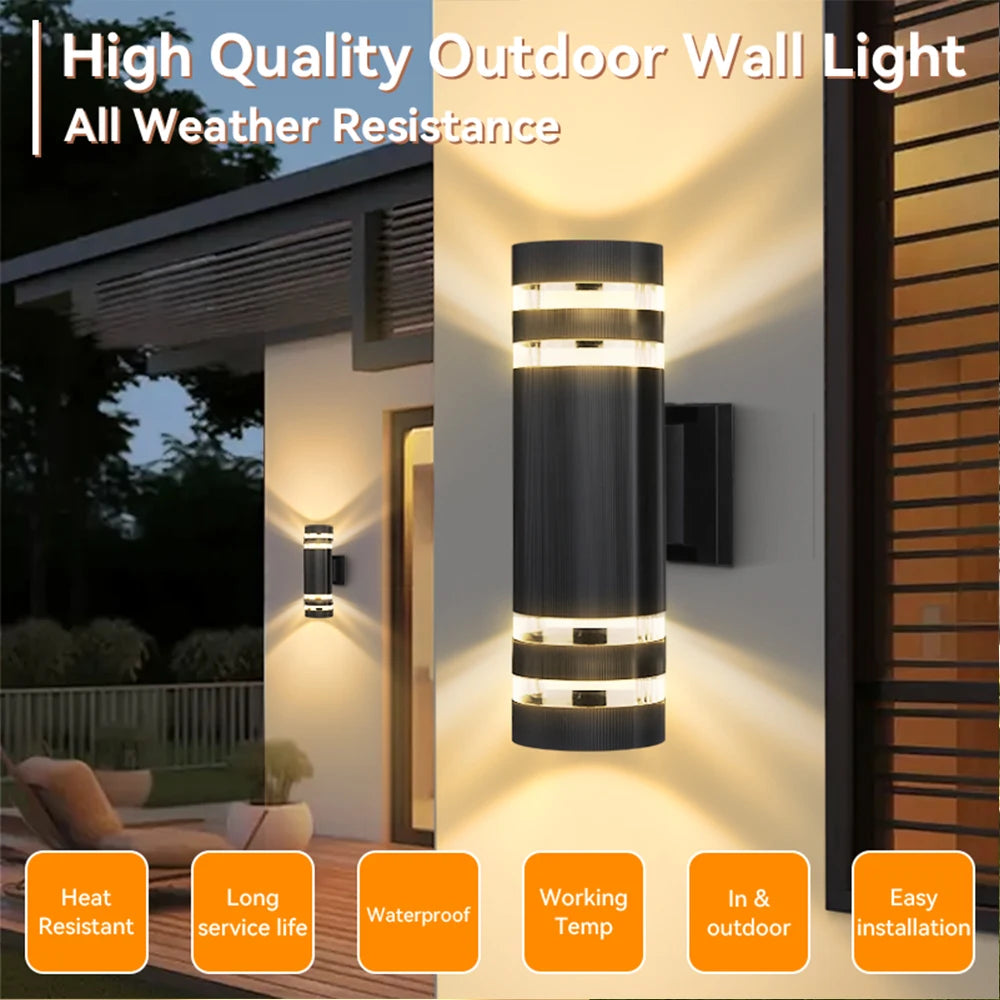 lampe murale extérieure moderne noire rayures horizontales ampoule e27 jardin