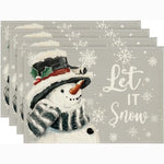 serviettes table noël flocons arbre bonhomme merry christmas let it snow gris rouge vert