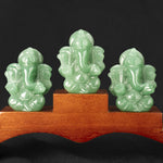 statuette ganesha vert clair aventurine opale artisanale détails fins sculpture main décoration maison jardin