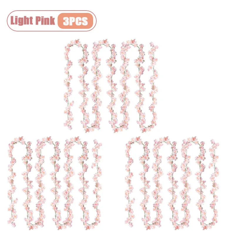 guirlande fleurs artificielles rose clair decoration murale exterieure maison romantique 180cm fête anniversaire