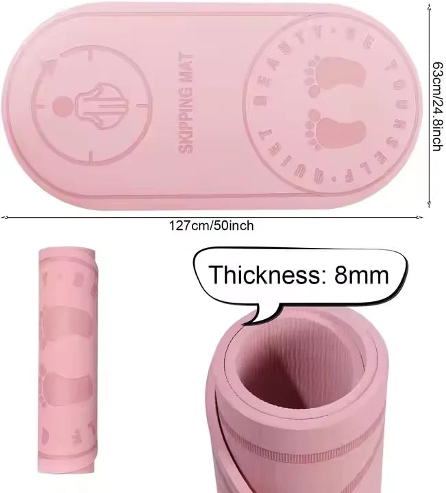 tapis yoga exercice tapis saut corde rose gris antidérapant 8mm épais graphique sportif minimaliste