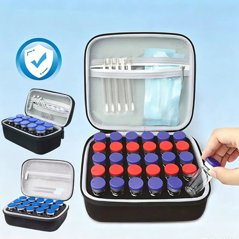 boîtes rangement flacons insuline noir zippées 10grids pratique compacte 3ml 5ml 10ml vials.storage
