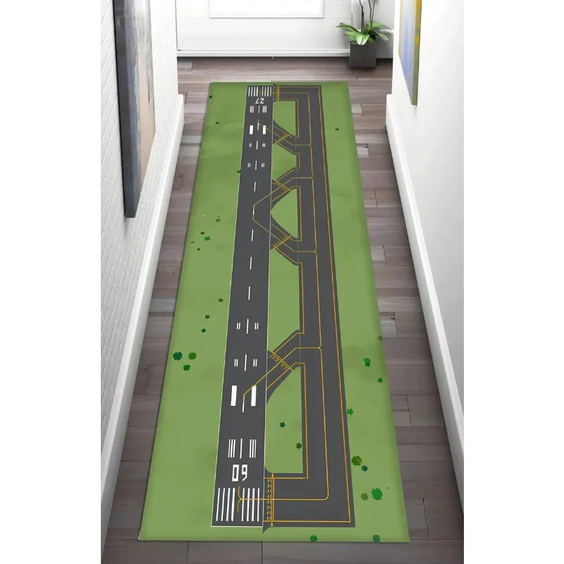 tapis moderne avions route fleurs vert gris blanc chambre décoration extérieur