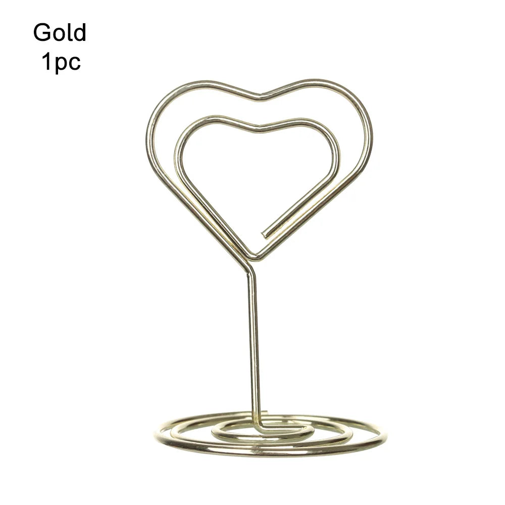 pinces papier cœur diamant moderne or rose argenté métal décoratif cartes notes support