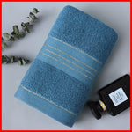 serviettes coton polyester rayures dorées bleu beige marron absorption rapide toilette classique adultes