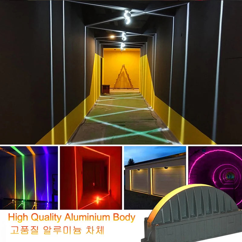 projecteur mural led moderne 7w gris rouge vert jaune violet bleu projections géométriques ip65