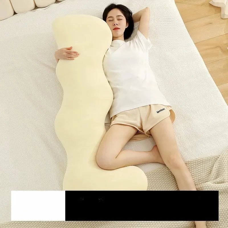 coussin ergonomique colonne polyester microfibre beige bleu clair uni moderne doux lit body support