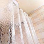 rideau douche moderne transparent motifs géométriques blanc gris noir métallique