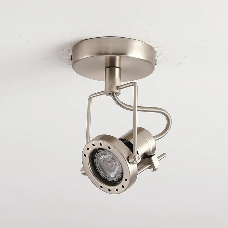projecteur industrial vintage flexible metal plafonnier réglable moderne argenté lumière rail électrique