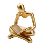 Sculpture Décorative Moderne en Résine pour Salon - Statue Lecture Blanche ou Jaune Clair - 15 cm