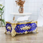 boîte mouchoirs ornemental blanc doré classique baroque tissu amovible moderne maison