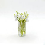 bouquet fleurs violet rose blanc verre transparent vase minimaliste decoration intérieure artificiel simple