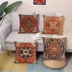 taies d'oreiller géométriques vintage rouge noir beige 45x45cm polyester adhésif decoration maison