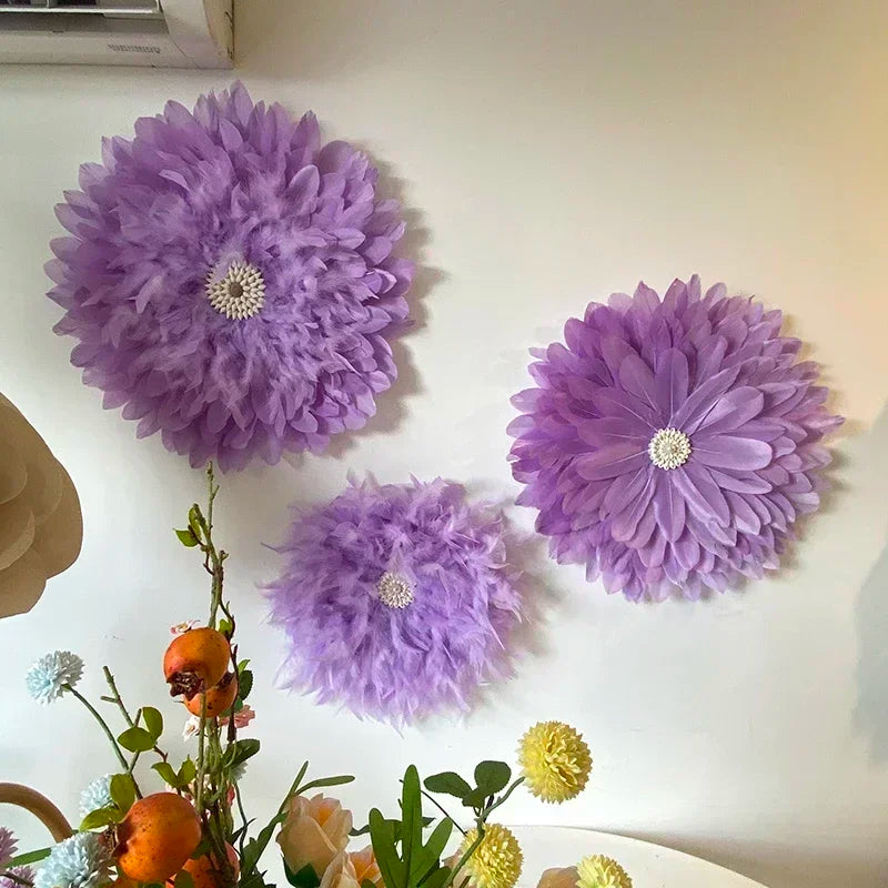 décoration murale fleurs artificielles rose clair moderne feuilles papier métal