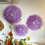 décoration murale fleurs artificielles rose clair moderne feuilles papier métal