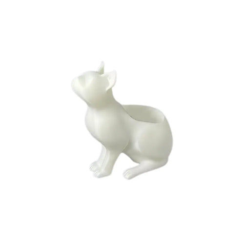 statue chat blanc moderne résine lisse décoration intérieure plante pot fleurs ornement unisexe adulte