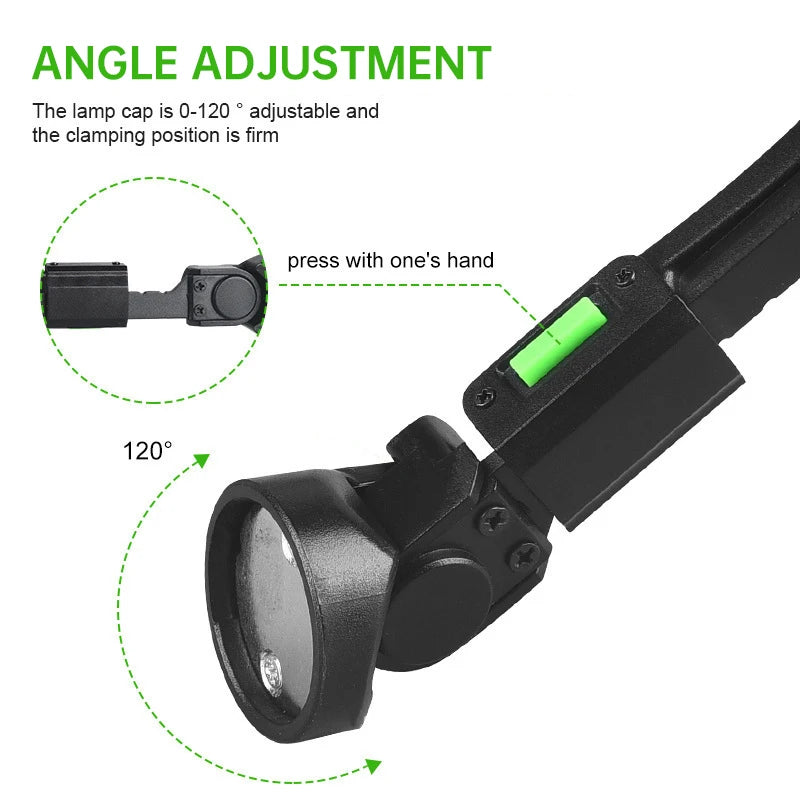 lampe frontale rechargeable led vert clair cou 120 degrés ajustable collier portable nuit lecture