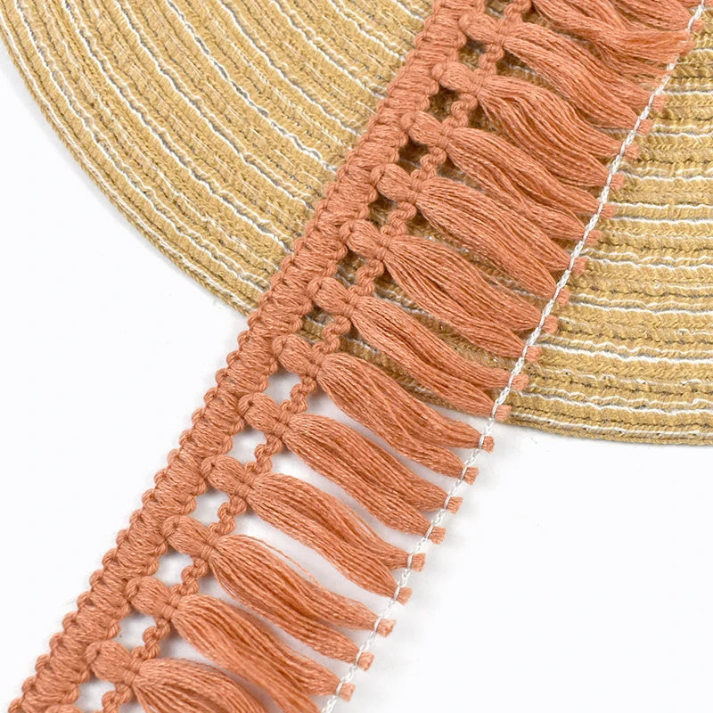 franges coton tissées noires vertes orange beige ruban décoratif textile maison 5cm 10yards 20yards