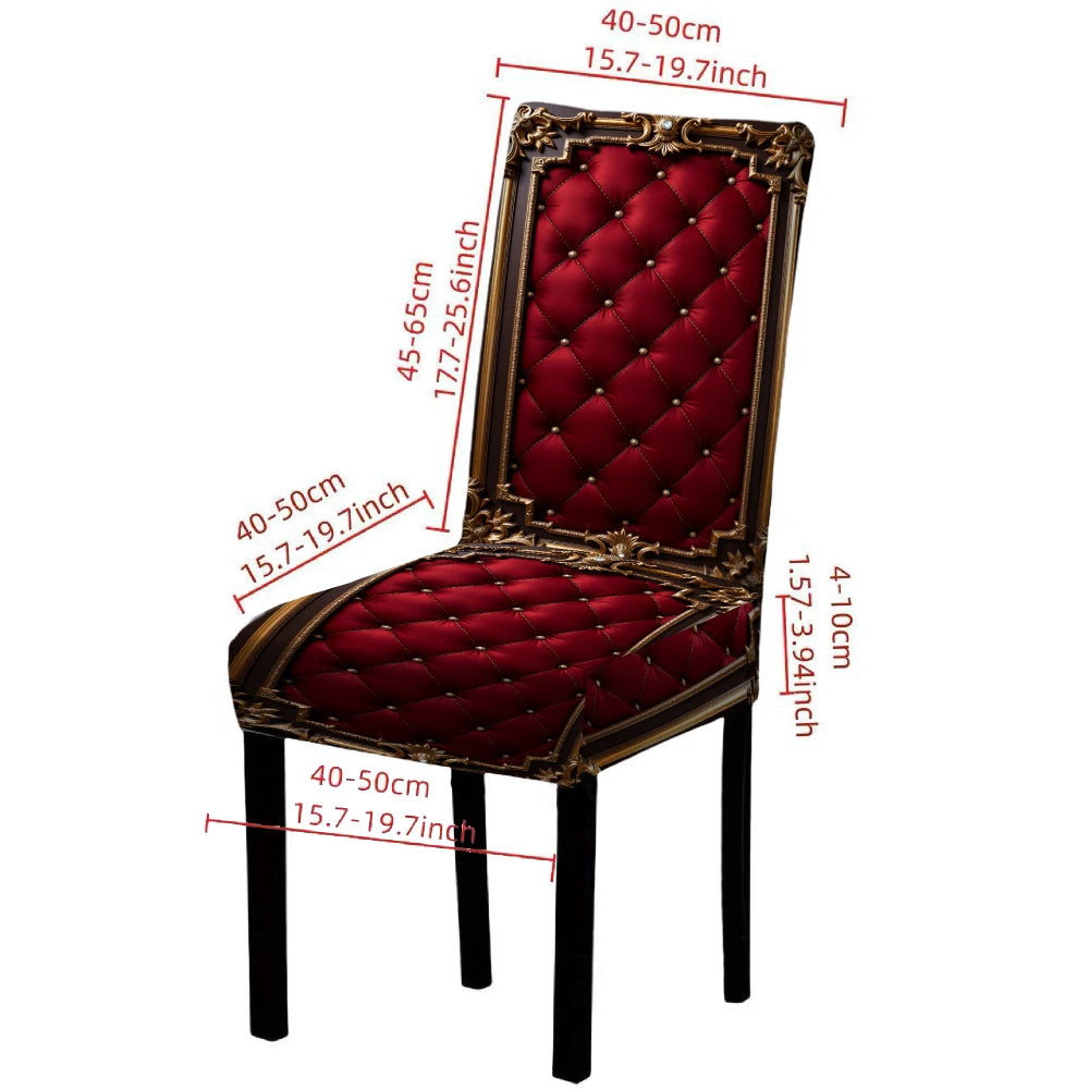 housses chaises dîner rouge foncé ornementées capitonnées élastiques machine lavables six pièces