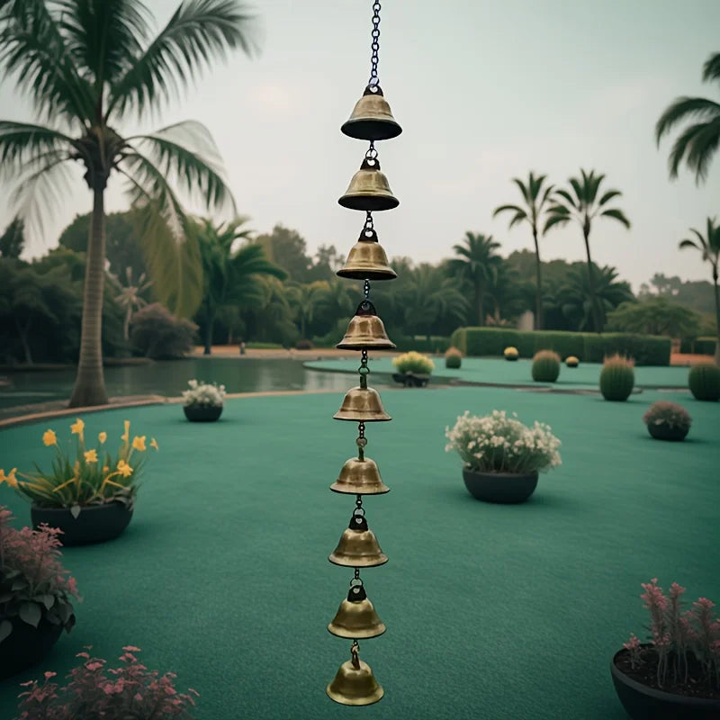 décoration murale cloches métal doré classique suspension chaîne Thanksgiving intérieur extérieur jardins cours