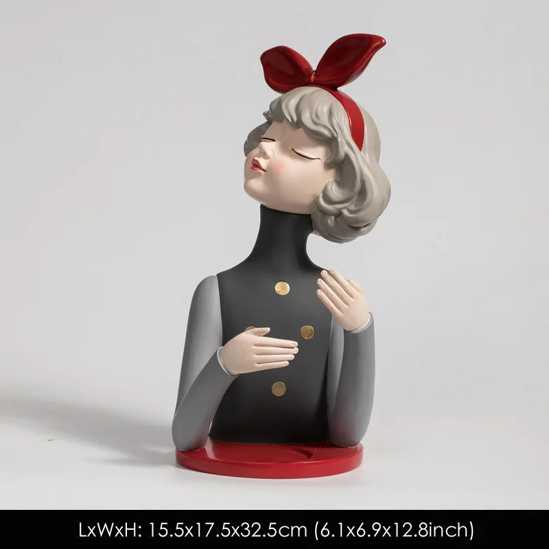 figurine moderne buste féminin support bouteille vin verre décor maison chic artistique transparent rouge