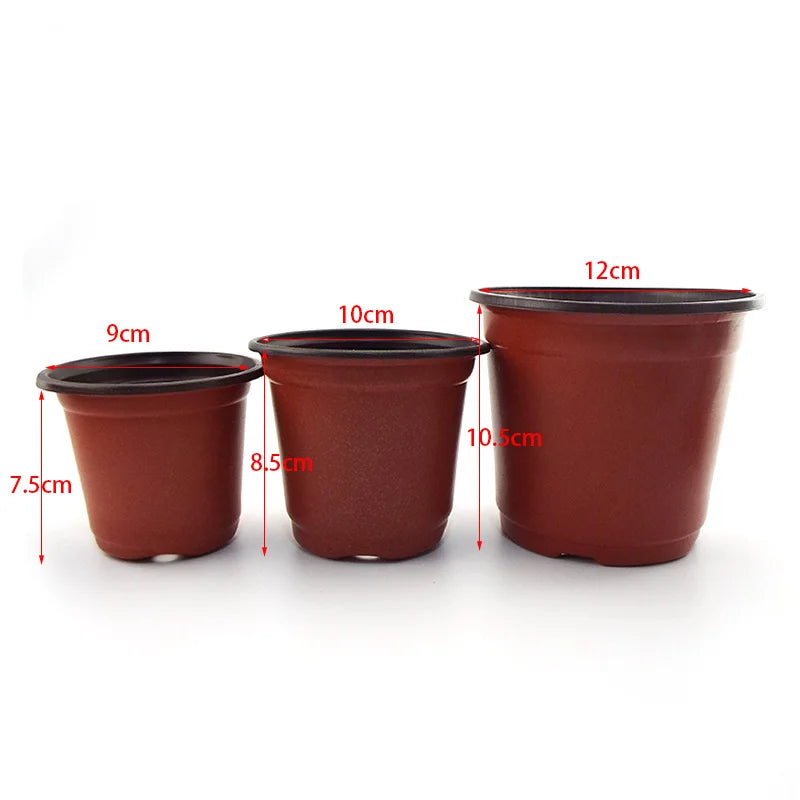pots fleurs marron plastique classique 9cm 10cm 12cm culture plantes maison jardin