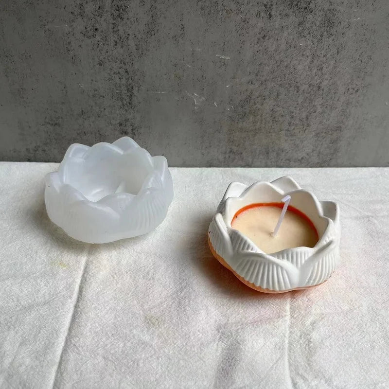 bougies décoratives relief pétales lotus blanc moderne boîte bijoux hexagonale vase céramique petit coffret
