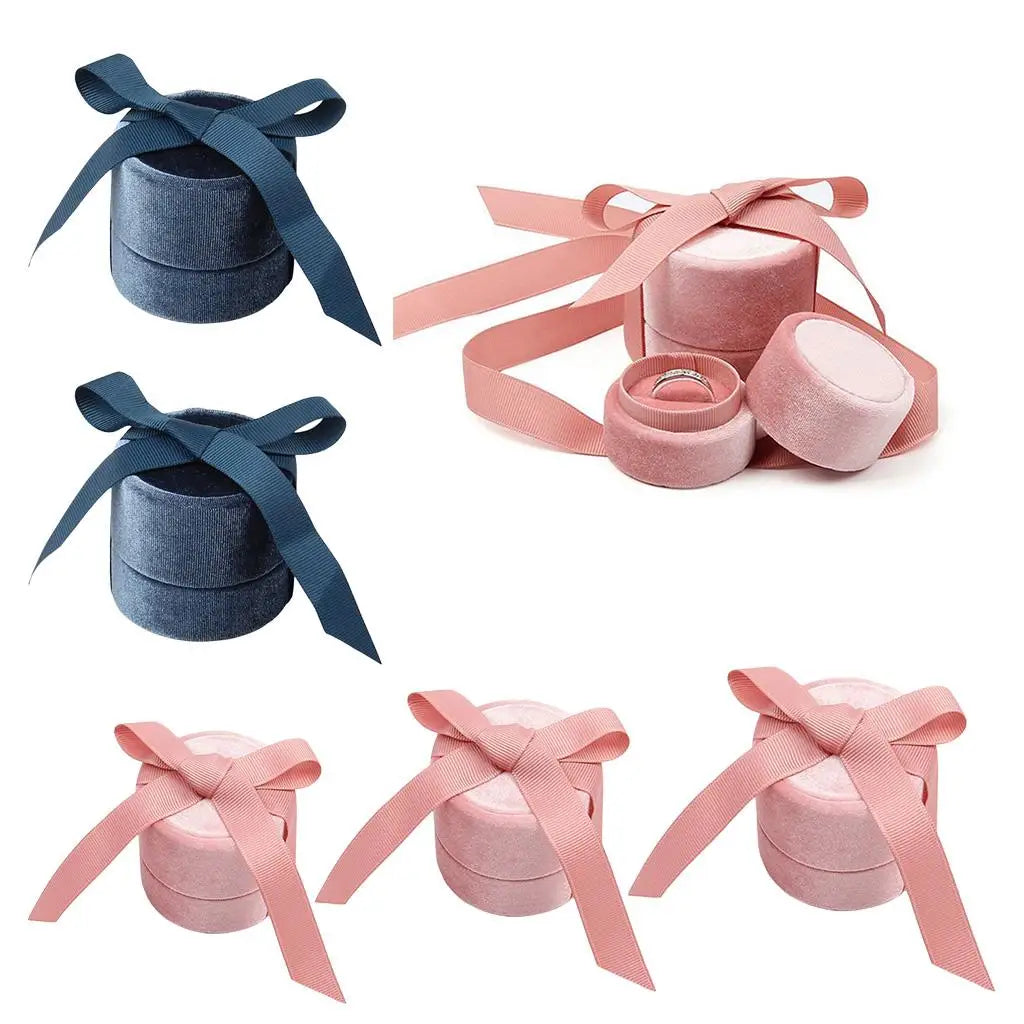 boîte bijoux velours rose clair classique rangement anneaux colliers portable