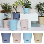 cache pot moderne auto arrosant plastique texture mat couleur bleu rose clairintérieur extérieur