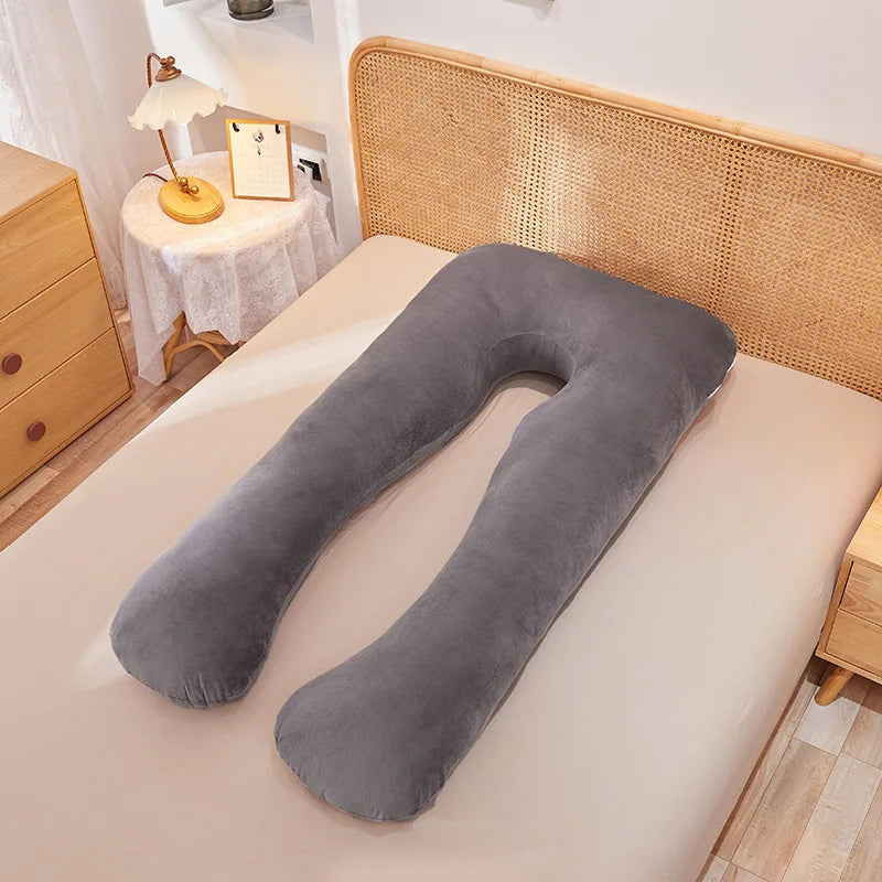 coussin maternité velours bleu clair noir gris confort polyester dimension 70x130cm