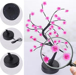 arbre artificiel lumineux veilleuse usb led base circulaire noir rose clair moderne minimaliste