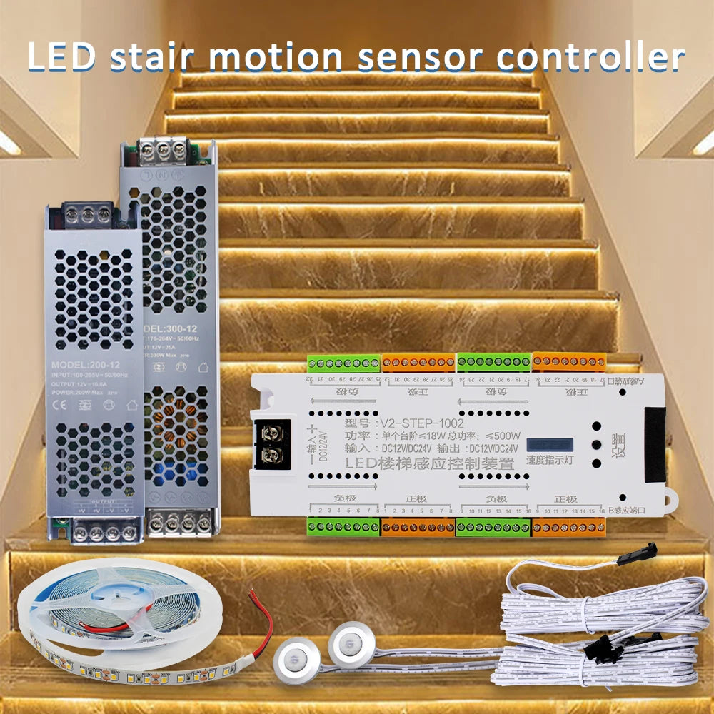 contrôleur d'éclairage led escalier détecteur mouvement 12v blanc chaud 500w perforé moderne