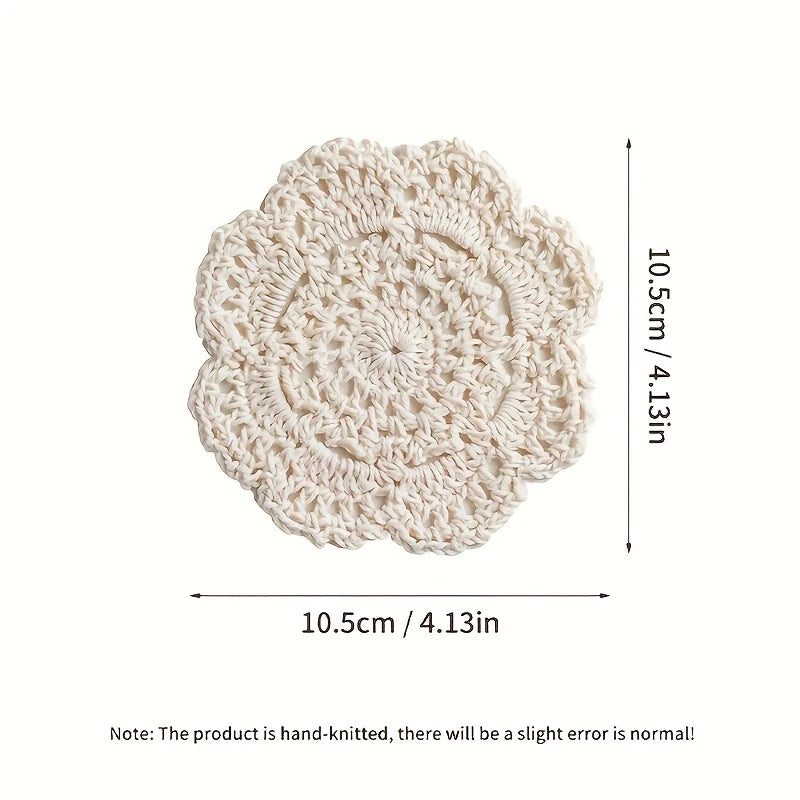 serviettes table crochet motif floral traditionnel beige clair tapis coussinets artisanal pièces decoration table