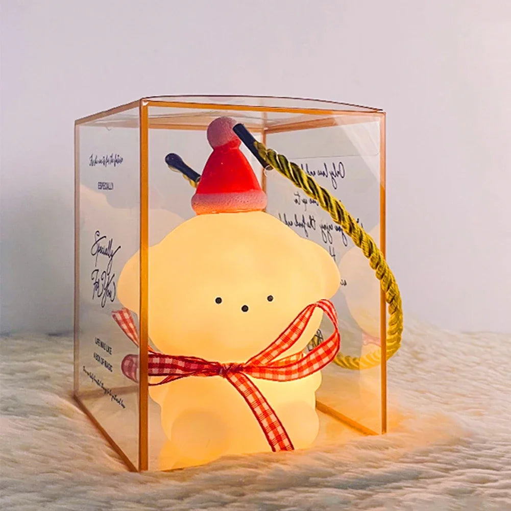 veilleuse led lapin souriant noël rubans oreilles rose enfant nuit chambre cadeau