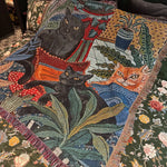 tapis vintage artisanal chats feuilles animaux portable printemps automne maison camping pique nique
