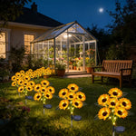 décorations florales solaires jaune vert moderne bouquet tournesol feuilles extérieures patio jardin led étanches