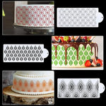 gabarits décoration gâteau blanc motifs géométriques modernes adhésifs reutilisables fondant icing cake decorating stencils