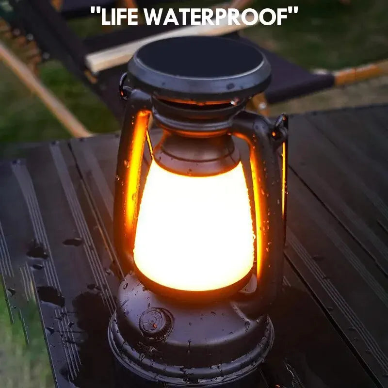 lanterne camping rechargeable vintage noir mat opacité annuaire suspension contrôle luminosité portableextérieurintérieur