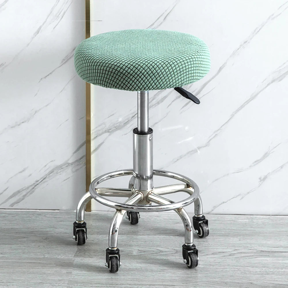 housse coussin tabouret rond velours beige moderne fixation protection siège fauteuil salon