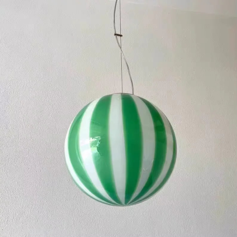 Suspension lumineuse moderne pince suspension câble blanc rouge vert rayures horizontales