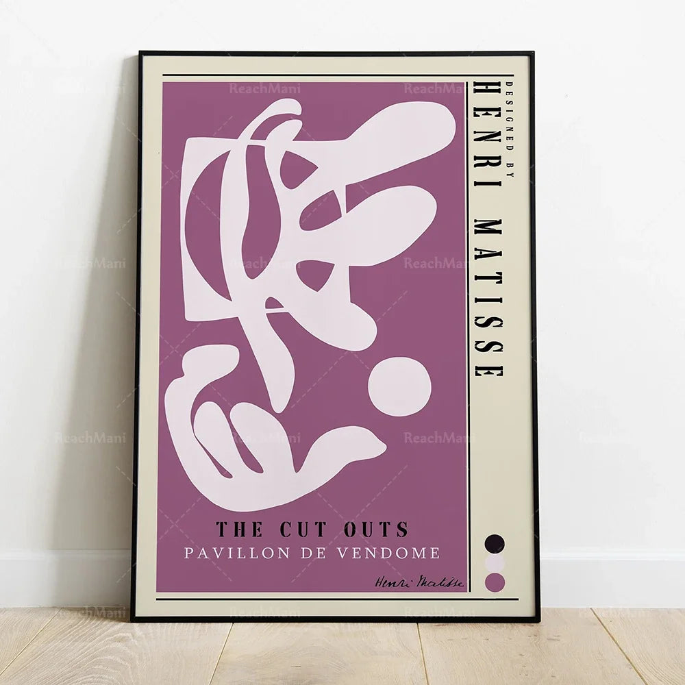 Affiche promotionnelle mettant en valeur l'exposition "The Cut Outs" du Pavillon de Vendôme, avec un design graphique abstrait et dynamique.