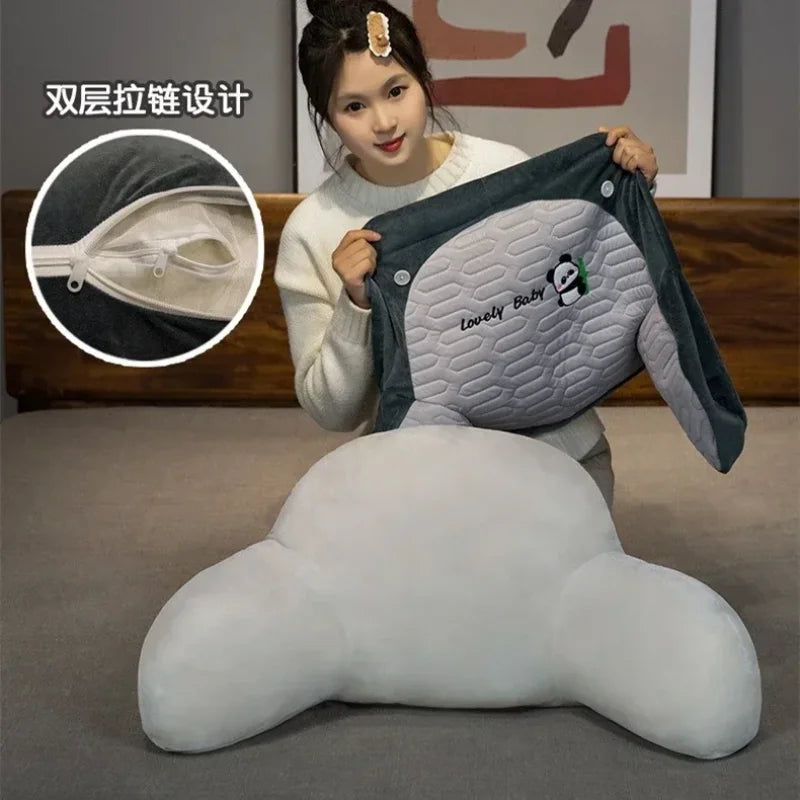 coussin lecture texturé panda lapin gris blanc rose confortable moderne 60x40cm