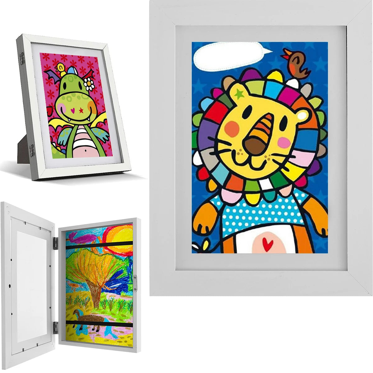 cadre enfant art aimant transparent moderne peinture dessin noir blanc