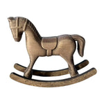 décoration cheval bascule bois vintage miniature bronze marron foncé aspect vieilli texture rugueuse figurine