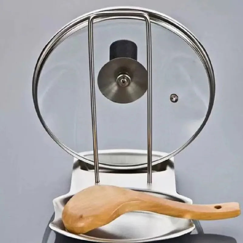 support cuisine réutilisable acier inoxydable moderne couvercle transparent verre ustensiles rangement minimaliste