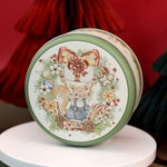 boîte ronde métal blanc rose vert bleu dessin animé wishes fruits gâteaux animaux festive
