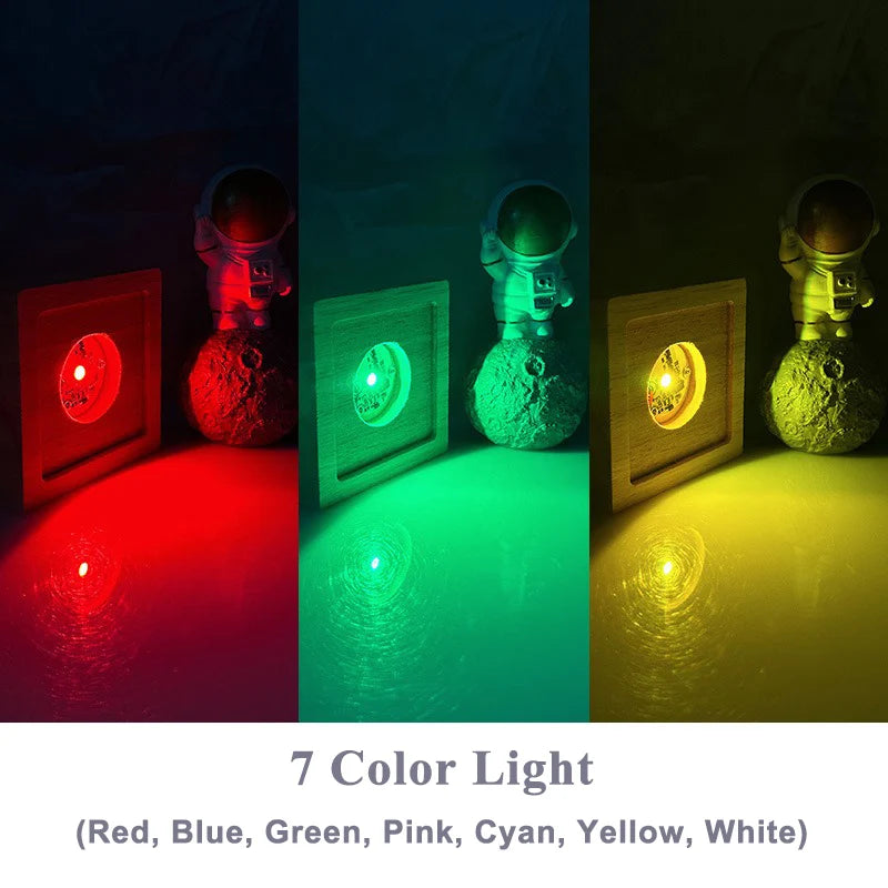 lampe led bois naturel moderne câble usb télécommande minimaliste fixations adhésives